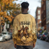 Sundiata Keita Long Sleeve Shirt with Kirina 1235 Battle Map, Horseback Warrior and Birth of an Empire Design - Wonder Print Shop