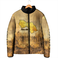 Sundiata Keita Padded Jacket with Kirina 1235 Battle Map, Horseback Warrior and Birth of an Empire Design - Wonder Print Shop