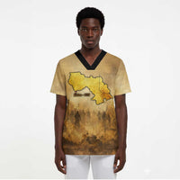 Sundiata Keita Scrub Top with Kirina 1235 Battle Map, Horseback Warrior and Birth of an Empire Design - Wonder Print Shop