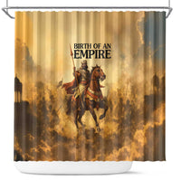 Sundiata Keita Shower Curtain with Kirina 1235 Battle Map, Horseback Warrior and Birth of an Empire Design - Wonder Print Shop