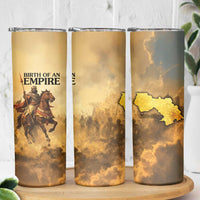 Sundiata Keita Skinny Tumbler with Kirina 1235 Battle Map, Horseback Warrior and Birth of an Empire Design - Wonder Print Shop