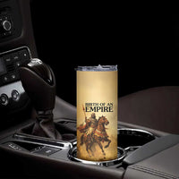 Sundiata Keita Skinny Tumbler with Kirina 1235 Battle Map, Horseback Warrior and Birth of an Empire Design - Wonder Print Shop
