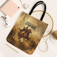 Sundiata Keita Tote Bag with Kirina 1235 Battle Map, Horseback Warrior and Birth of an Empire Design - Wonder Print Shop