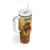 Sundiata Keita Tumbler With Handle with Kirina 1235 Battle Map, Horseback Warrior and Birth of an Empire Design - Wonder Print Shop