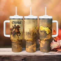 Sundiata Keita Tumbler With Handle with Kirina 1235 Battle Map, Horseback Warrior and Birth of an Empire Design - Wonder Print Shop