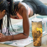 Sundiata Keita Tumbler With Handle with Kirina 1235 Battle Map, Horseback Warrior and Birth of an Empire Design - Wonder Print Shop