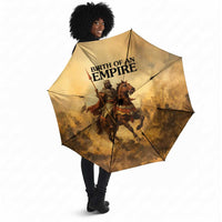 Sundiata Keita Umbrella with Kirina 1235 Battle Map, Horseback Warrior and Birth of an Empire Design - Wonder Print Shop