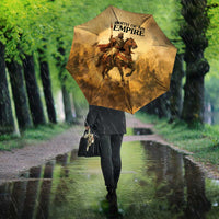 Sundiata Keita Umbrella with Kirina 1235 Battle Map, Horseback Warrior and Birth of an Empire Design - Wonder Print Shop