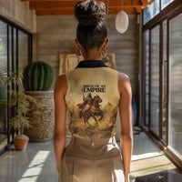 Sundiata Keita Women Sleeveless Polo Shirt with Kirina 1235 Battle Map, Horseback Warrior and Birth of an Empire Design - Wonder Print Shop