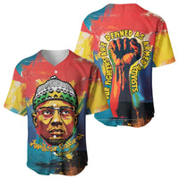 Amilcar Cabral Baseball Jersey Armed Activist Quote Raised Fist African Liberation Tribute - Colorful Paint Stroke - Wonder Print Shop