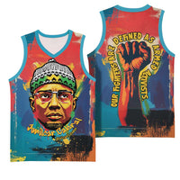Amilcar Cabral Basketball Jersey Armed Activist Quote Raised Fist African Liberation Tribute - Colorful Paint Stroke - Wonder Print Shop