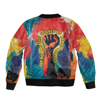 Amilcar Cabral Bomber Jacket Armed Activist Quote Raised Fist African Liberation Tribute - Colorful Paint Stroke - Wonder Print Shop