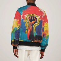 Amilcar Cabral Bomber Jacket Armed Activist Quote Raised Fist African Liberation Tribute - Colorful Paint Stroke - Wonder Print Shop