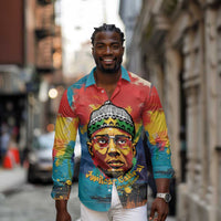 Amilcar Cabral Long Sleeve Button Shirt Armed Activist Quote Raised Fist African Liberation Tribute - Colorful Paint Stroke - Wonder Print Shop