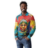 Amilcar Cabral Long Sleeve Polo Shirt Armed Activist Quote Raised Fist African Liberation Tribute - Colorful Paint Stroke - Wonder Print Shop