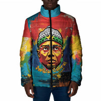 Amilcar Cabral Padded Jacket Armed Activist Quote Raised Fist African Liberation Tribute - Colorful Paint Stroke - Wonder Print Shop