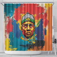 Amilcar Cabral Shower Curtain Armed Activist Quote Raised Fist African Liberation Tribute - Colorful Paint Stroke - Wonder Print Shop