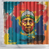 Amilcar Cabral Shower Curtain Armed Activist Quote Raised Fist African Liberation Tribute - Colorful Paint Stroke - Wonder Print Shop
