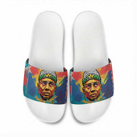Amilcar Cabral Slide Sandals Armed Activist Quote Raised Fist African Liberation Tribute - Colorful Paint Stroke - Wonder Print Shop