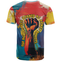 Amilcar Cabral T shirt Armed Activist Quote Raised Fist African Liberation Tribute - Colorful Paint Stroke - Wonder Print Shop