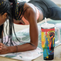 Amilcar Cabral Tumbler With Handle Armed Activist Quote Raised Fist African Liberation Tribute - Colorful Paint Stroke - Wonder Print Shop