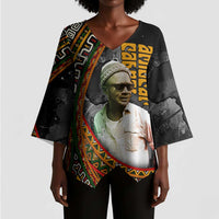 Amilcar Cabral Kimono Sleeve Blouse African Map with Chains Freedom Theme Revolutionary Liberation Tribute - Wonder Print Shop