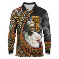 Amilcar Cabral Long Sleeve Polo Shirt African Map with Chains Freedom Theme Revolutionary Liberation Tribute - Wonder Print Shop