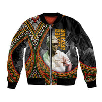 Amilcar Cabral Sleeve Zip Bomber Jacket African Map with Chains Freedom Theme Revolutionary Liberation Tribute - Wonder Print Shop