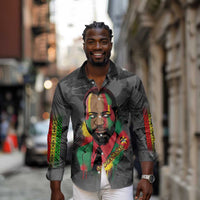 Samora Machel Long Sleeve Button Shirt Mozambique Liberation Graffiti Style Viva FRELIMO African Revolutionary - Wonder Print Shop