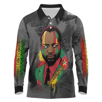Samora Machel Long Sleeve Polo Shirt Mozambique Liberation Graffiti Style Viva FRELIMO African Revolutionary - Wonder Print Shop