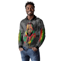 Samora Machel Long Sleeve Polo Shirt Mozambique Liberation Graffiti Style Viva FRELIMO African Revolutionary - Wonder Print Shop