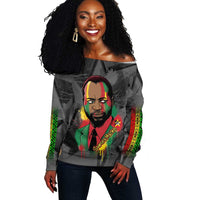 Samora Machel Off Shoulder Sweater Mozambique Liberation Graffiti Style Viva FRELIMO African Revolutionary - Wonder Print Shop