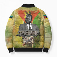 Samora Machel Bomber Puffer Jacket Mozambique Flag Unity and Victory Quote Liberation Struggle - African Freedom Tribute - Wonder Print Shop
