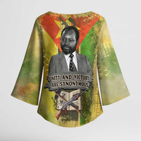 Samora Machel Kimono Sleeve Blouse Mozambique Flag Unity and Victory Quote Liberation Struggle - African Freedom Tribute - Wonder Print Shop