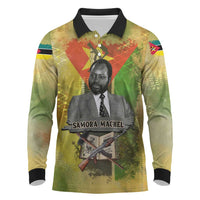 Samora Machel Long Sleeve Polo Shirt Mozambique Flag Unity and Victory Quote Liberation Struggle - African Freedom Tribute - Wonder Print Shop