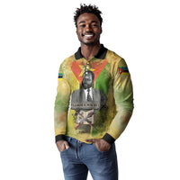 Samora Machel Long Sleeve Polo Shirt Mozambique Flag Unity and Victory Quote Liberation Struggle - African Freedom Tribute - Wonder Print Shop