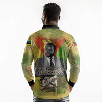 Samora Machel Long Sleeve Polo Shirt Mozambique Flag Unity and Victory Quote Liberation Struggle - African Freedom Tribute - Wonder Print Shop