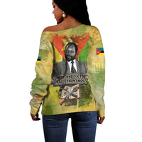Samora Machel Off Shoulder Sweater Mozambique Flag Unity and Victory Quote Liberation Struggle - African Freedom Tribute - Wonder Print Shop