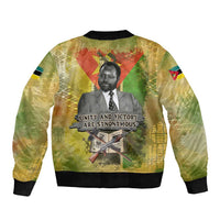Samora Machel Sleeve Zip Bomber Jacket Mozambique Flag Unity and Victory Quote Liberation Struggle - African Freedom Tribute - Wonder Print Shop