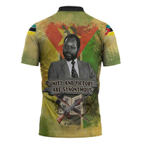 Samora Machel Zipper Polo Shirt Mozambique Flag Unity and Victory Quote Liberation Struggle - African Freedom Tribute - Wonder Print Shop