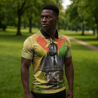 Samora Machel Zipper Polo Shirt Mozambique Flag Unity and Victory Quote Liberation Struggle - African Freedom Tribute - Wonder Print Shop