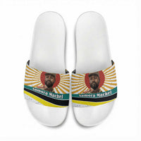 Samora Machel Slide Sandals Radiant Sunburst Bold Anti-Colonial Quote Mozambique Liberation - African Revolutionary Art - Wonder Print Shop