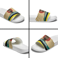 Samora Machel Slide Sandals Radiant Sunburst Bold Anti-Colonial Quote Mozambique Liberation - African Revolutionary Art - Wonder Print Shop