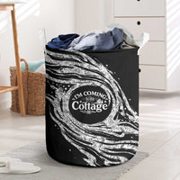 I'm Coming to the Cottage Laundry Basket with Hand-Drawn Floral Pattern