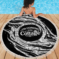 I'm Coming to the Cottage Beach Blanket with Hand-Drawn Floral Pattern