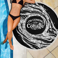 I'm Coming to the Cottage Beach Blanket with Hand-Drawn Floral Pattern