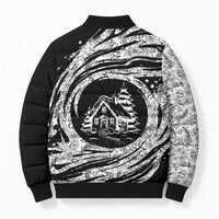 I'm Coming to the Cottage Bomber Puffer Jacket with Hand-Drawn Floral Pattern