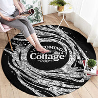I'm Coming to the Cottage Round Carpet with Hand-Drawn Floral Pattern
