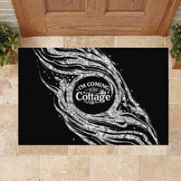I'm Coming to the Cottage Rubber Doormat with Hand-Drawn Floral Pattern