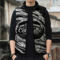 I'm Coming to the Cottage Sleeveless Puffer Jacket with Hand-Drawn Floral Pattern